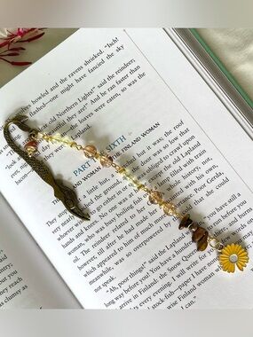 Elegant Gold and Brown Beaded mermaid bookmark